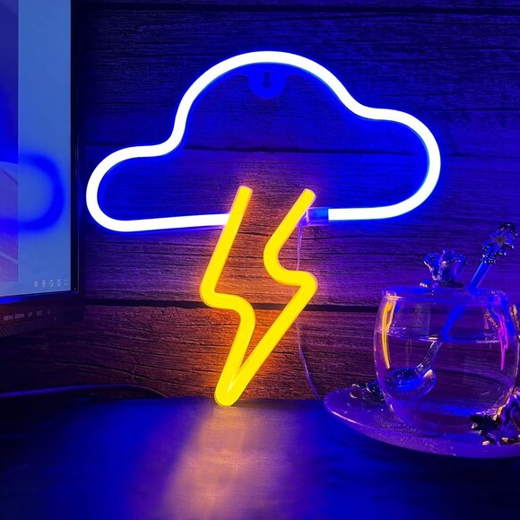 New USB/Battery Powered LED Yellow Cloud Neon Sign Light for Wall Decor